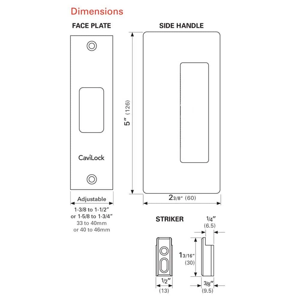 CS CAVITY SLIDER 200 Series CaviLock 1-3/8 in. Flat Black Non-Magnetic Passage Pocket Door Lock 4 CS CAVITY SLIDER 200 Series CaviLock 1-3/8 in. Flat Black Non-Magnetic Passage Pocket Door Lock - Image 2