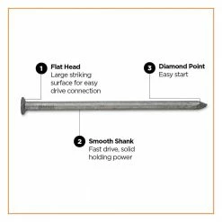 PRO-FIT 8 in. 50 lbs. Hot Dipped Galvanized Common Spike Nail (200-Count) 10 PRO-FIT 8 in. 50 lbs. Hot Dipped Galvanized Common Spike Nail (200-Count) -Biggie Sales metallics pro fit composite fasteners 54262 4f 1000