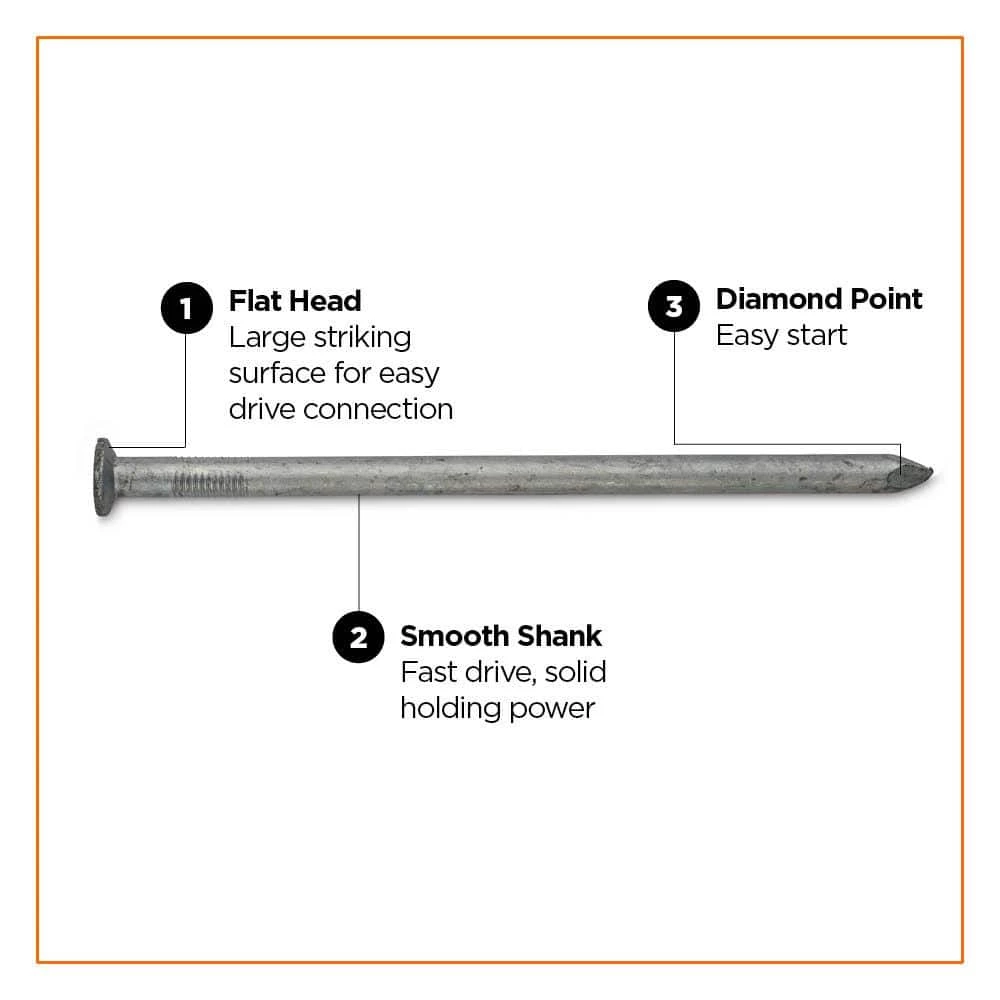 PRO-FIT 8 in. 50 lbs. Hot Dipped Galvanized Common Spike Nail (200-Count) 5 PRO-FIT 8 in. 50 lbs. Hot Dipped Galvanized Common Spike Nail (200-Count) - Image 3