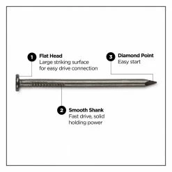 PRO-FIT 2-1/2 in. (8D) Brite Smooth Common Nail 1 lb. (100-Count) -Biggie Sales pro fit common nails 53158 4f 1000