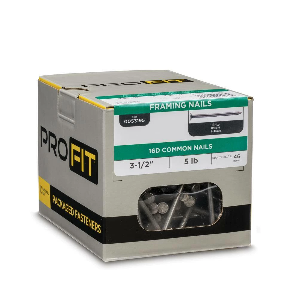 PRO-FIT 3-1/2 in. (16D) Brite Smooth Common Nail 5 lbs. (230-Count) 6 PRO-FIT 3-1/2 in. (16D) Brite Smooth Common Nail 5 lbs. (230-Count) - Image 4