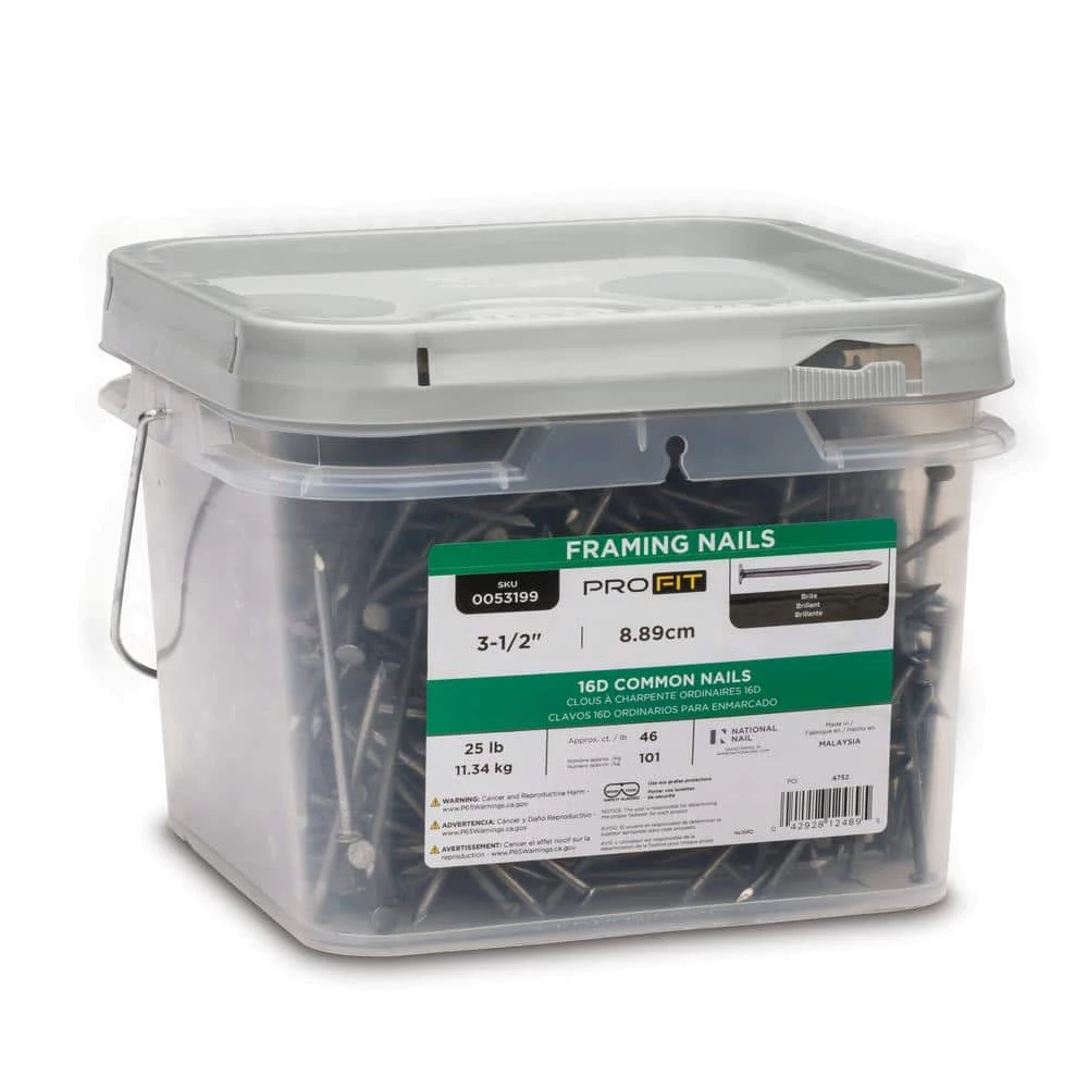 PRO-FIT 3-1/2 in. (16D) Brite Smooth Common Nail 25 lbs. (1150-Count) 6 PRO-FIT 3-1/2 in. (16D) Brite Smooth Common Nail 25 lbs. (1150-Count) - Image 4