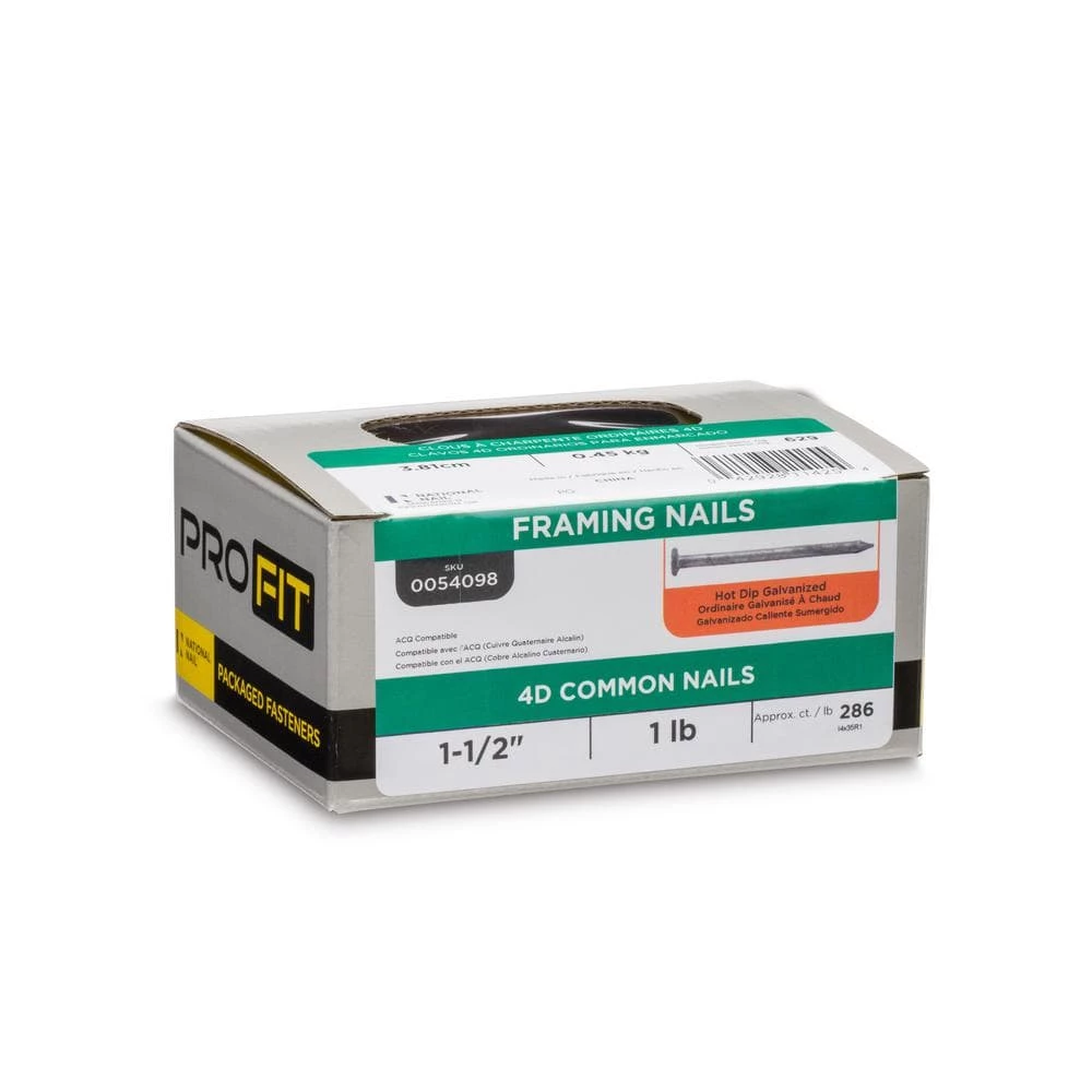 PRO-FIT 1-1/2 in. (4D) Hot Dipped Galvanized Smooth Common Nail 1 lb. (348-Count) 6 PRO-FIT 1-1/2 in. (4D) Hot Dipped Galvanized Smooth Common Nail 1 lb. (348-Count) - Image 4