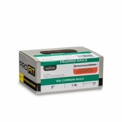 PRO-FIT 3 in. (10D) Hot Dipped Galvanized Smooth Common Nail 1 lb. (63-Count) -Biggie Sales pro fit common nails 54178 1f 1000
