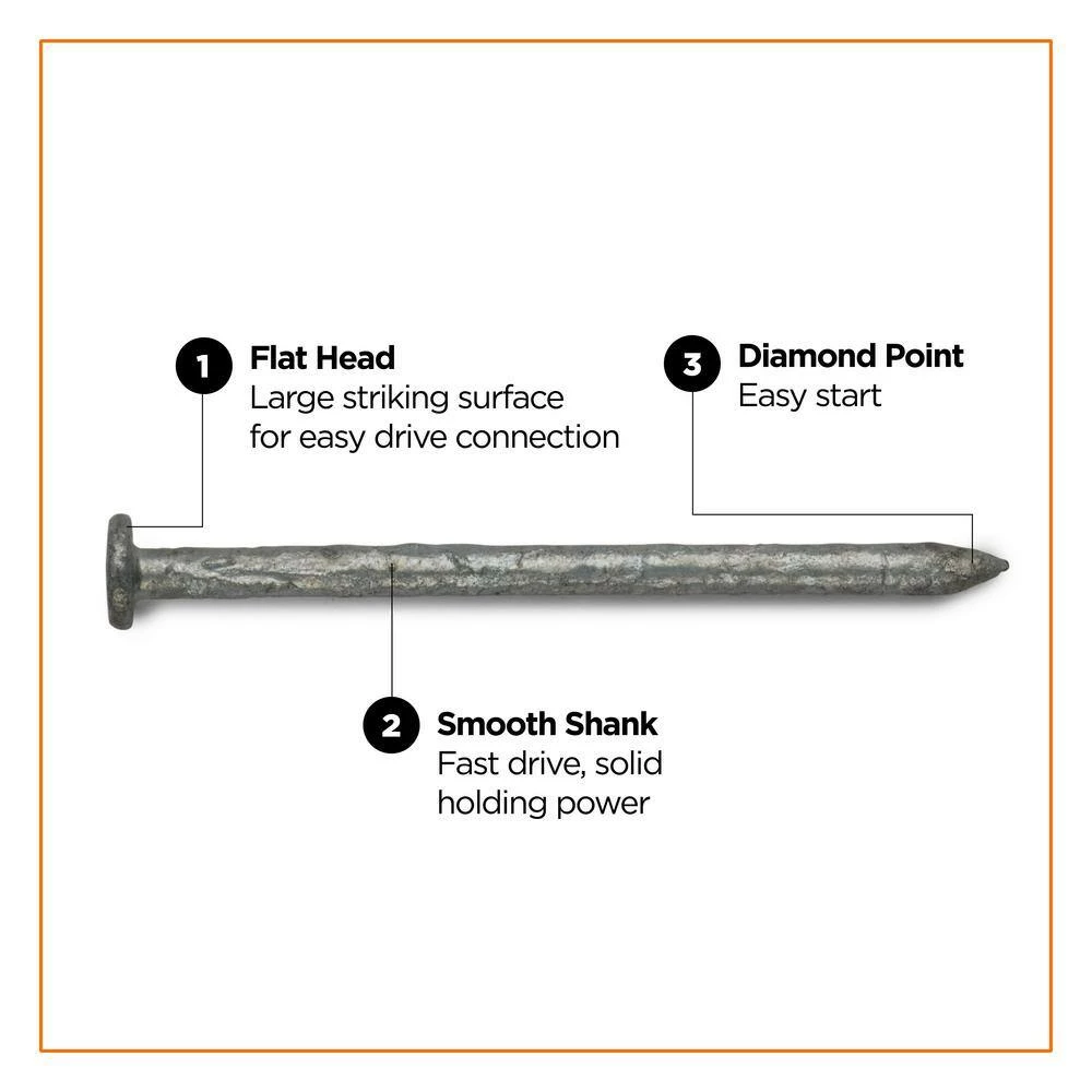 PRO-FIT 3 in. Hot Dipped Galvanized Smooth Common Nail 25 lbs. (1575-Count) 5 PRO-FIT 3 in. Hot Dipped Galvanized Smooth Common Nail 25 lbs. (1575-Count) - Image 3
