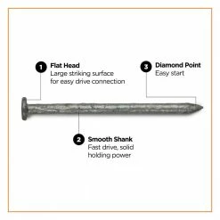 PRO-FIT 3-1/2 in. (16D) Hot Dipped Galvanized Smooth Common Nail 1 lb. (45-Count) -Biggie Sales pro fit common nails 54198 4f 1000