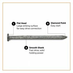 PRO-FIT 3-1/2 in. (16D) Hot Dipped Galvanized Smooth Common Nail 25 lbs. (1125-Count) -Biggie Sales pro fit common nails 54199 4f 1000