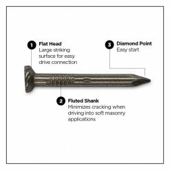 PRO-FIT 1 in. (2D) Brite Fluted Masonry Nail 1 lb. (189-Count) 10 PRO-FIT 1 in. (2D) Brite Fluted Masonry Nail 1 lb. (189-Count) -Biggie Sales pro fit framing nails 29058 4f 1000