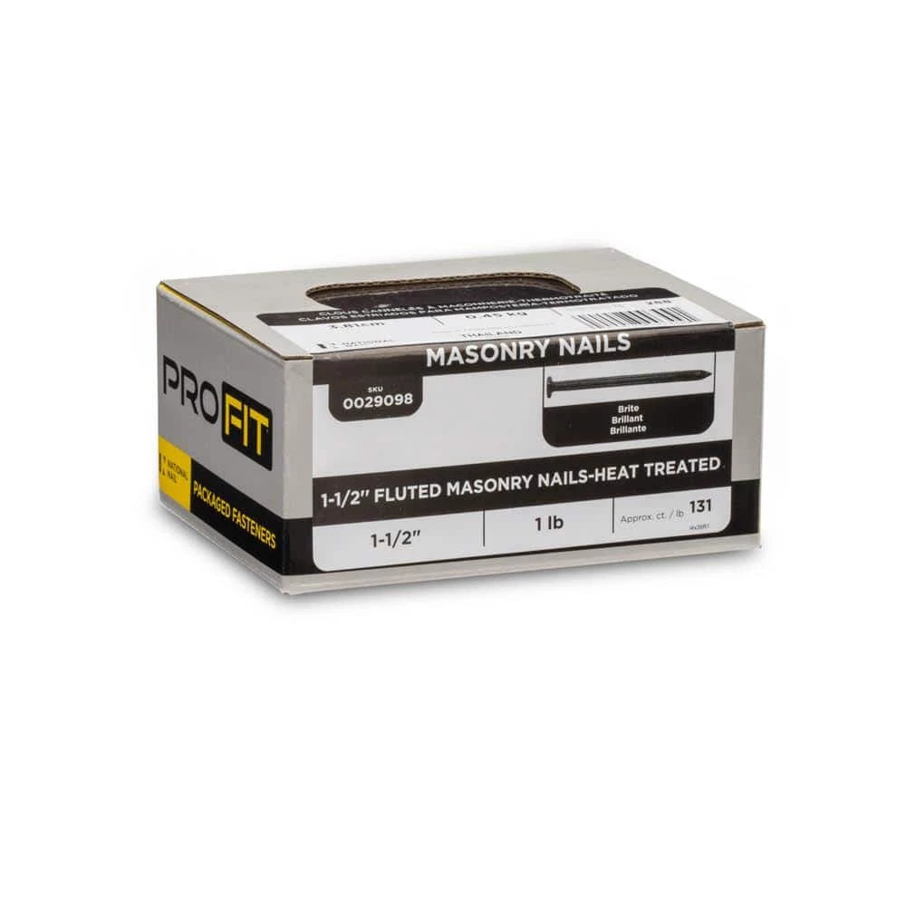 PRO-FIT 1-1/2 in. (4D) Brite Fluted Masonry Nail 1 lb. (131-Count) 6 PRO-FIT 1-1/2 in. (4D) Brite Fluted Masonry Nail 1 lb. (131-Count) - Image 4