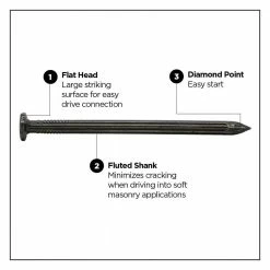 PRO-FIT 2 in. (6D) Brite Fluted Masonry Nail 1 lb. (93-Count) 10 PRO-FIT 2 in. (6D) Brite Fluted Masonry Nail 1 lb. (93-Count) -Biggie Sales pro fit framing nails 29138 4f 1000