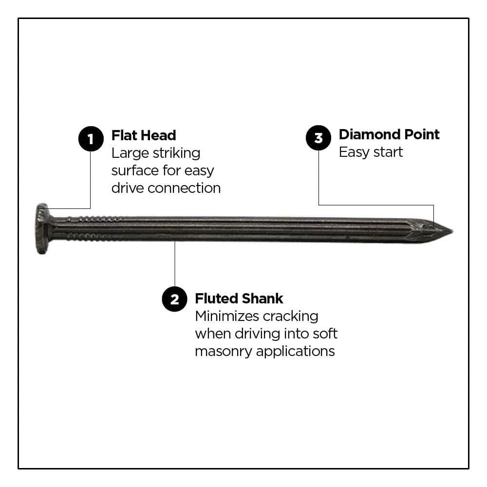 PRO-FIT 2 in. (6D) Brite Fluted Masonry Nail 1 lb. (93-Count) 5 PRO-FIT 2 in. (6D) Brite Fluted Masonry Nail 1 lb. (93-Count) - Image 3