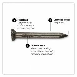 PRO-FIT 3 in. (10D) Brite Fluted Masonry Nail 1 lb. (63-Count) -Biggie Sales pro fit framing nails 29178 4f 1000
