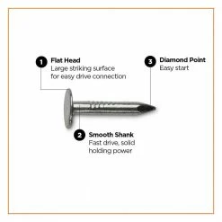PRO-FIT 3/4 in. Electro-Galvanized Roofing Nail 1 lb. (323-Count) 10 PRO-FIT 3/4 in. Electro-Galvanized Roofing Nail 1 lb. (323-Count) -Biggie Sales pro fit roofing nails 132038 4f 1000