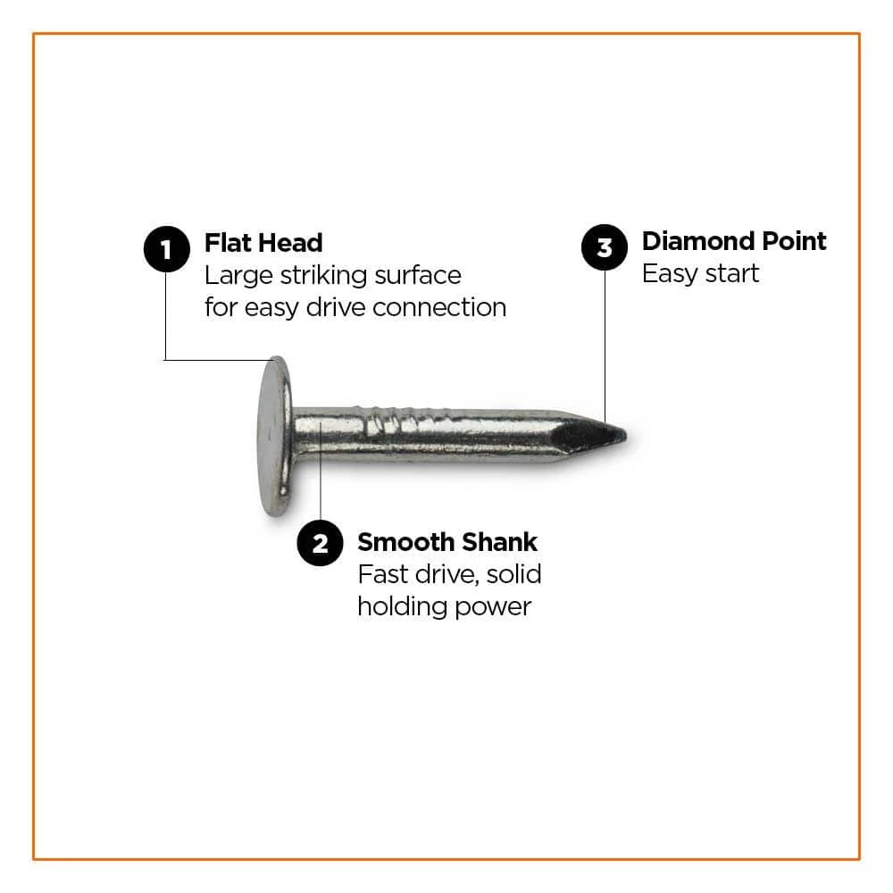 PRO-FIT 3/4 in. Electro-Galvanized Roofing Nail 1 lb. (323-Count) 5 PRO-FIT 3/4 in. Electro-Galvanized Roofing Nail 1 lb. (323-Count) - Image 3