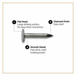 PRO-FIT 1 in. (2D) Electro-Galvanized Roofing Nail 5 lbs. (1305-Count) -Biggie Sales pro fit roofing nails 132055 4f 1000