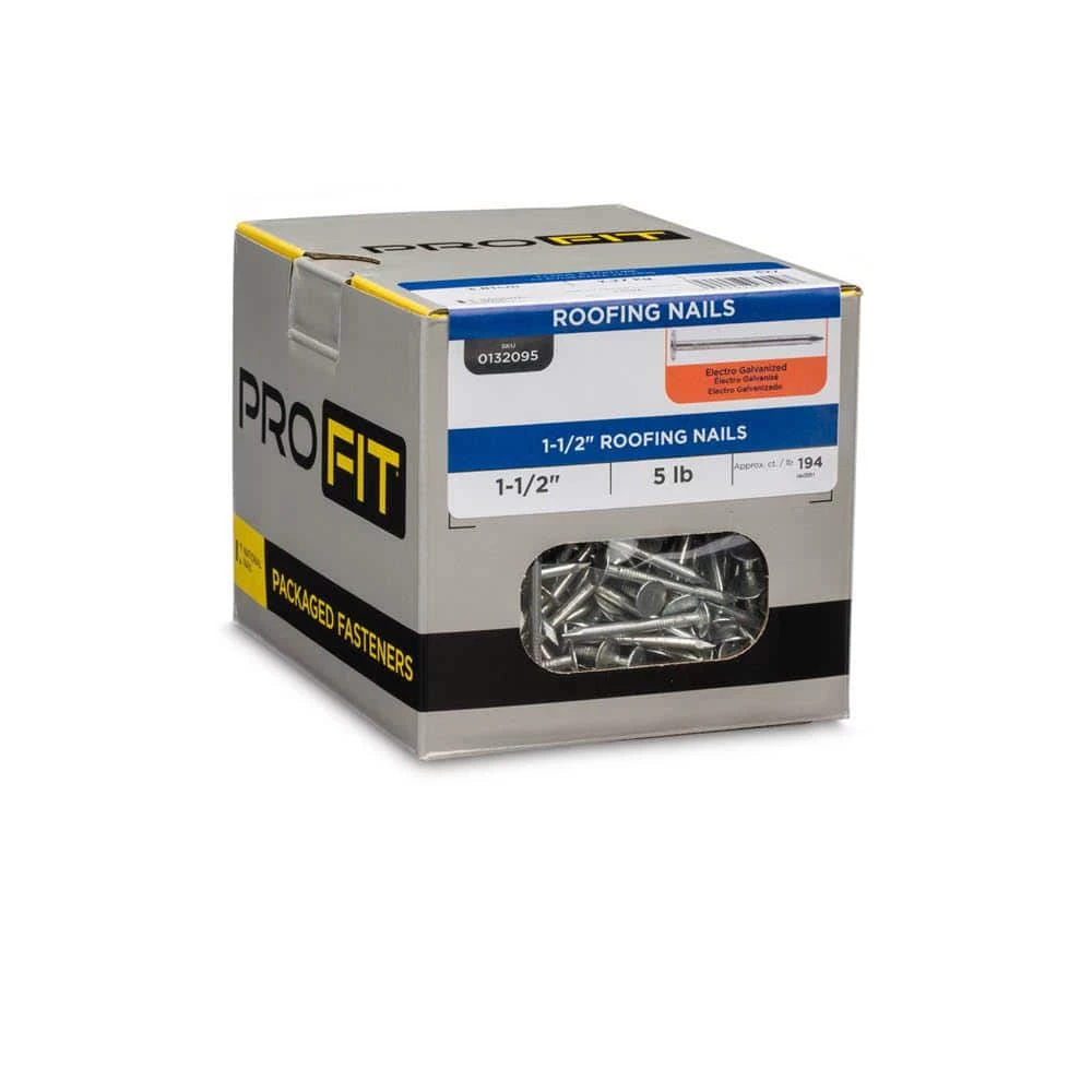 PRO-FIT 1-1/2 in. Electro-Galvanized Metal Roofing Nails (5 lbs./Box) 6 PRO-FIT 1-1/2 in. Electro-Galvanized Metal Roofing Nails (5 lbs./Box) - Image 4