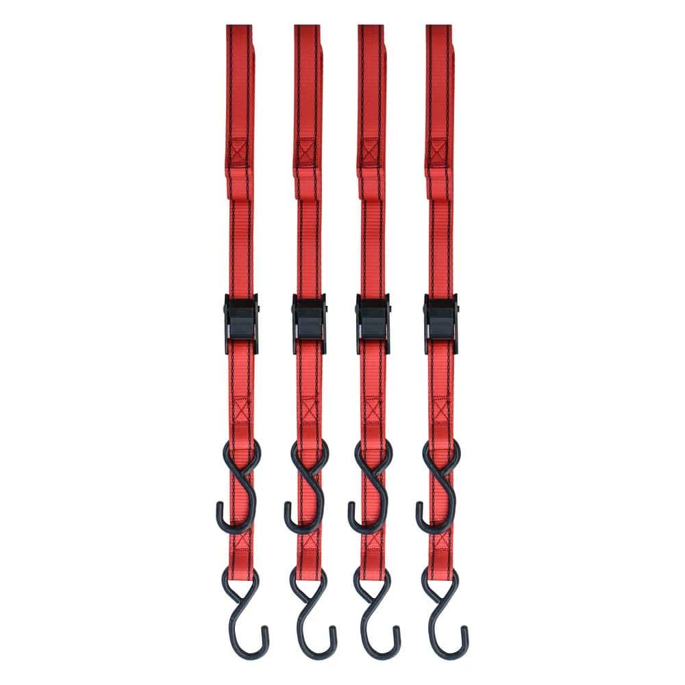Husky 10 ft. x 1 in. Cam Buckle Tie-Down (Red) Straps with S Hook (4-Pack) 9 Husky 10 ft. x 1 in. Cam Buckle Tie-Down (Red) Straps with S Hook (4-Pack) - Image 7