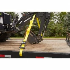 Husky 2 in. x 27 ft. Heavy-Duty Ratchet Tie-Down Strap with Flat Hooks -Biggie Sales yellows golds husky ratchet straps fh0850 31 1000