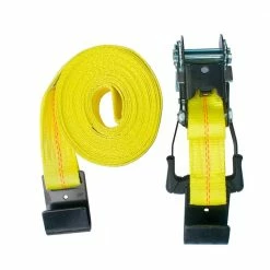 Husky 2 in. x 27 ft. Heavy-Duty Ratchet Tie-Down Strap with Flat Hooks -Biggie Sales yellows golds husky ratchet straps fh0850 c3 1000